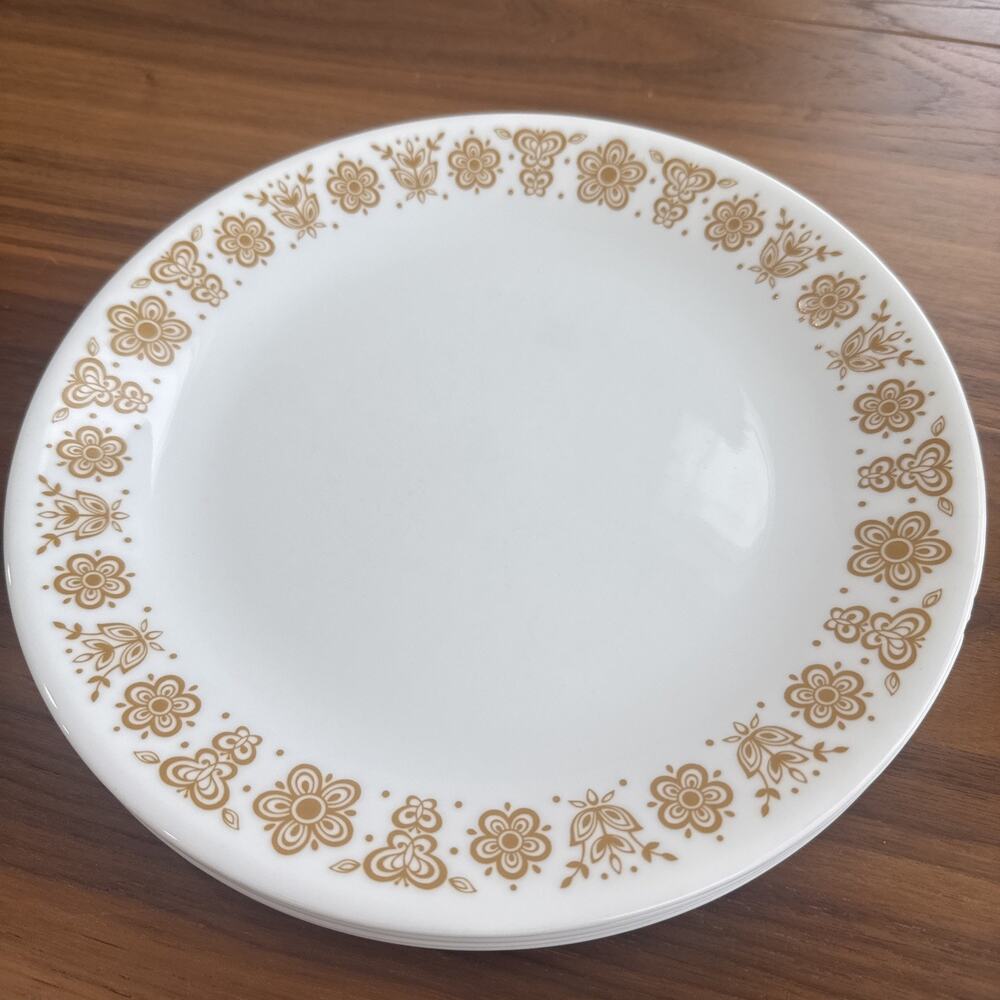 Corelle Butterfly Gold 10 1/4" Dinner Plate Pyrex 10.25" -Set Of 5 (plus 2) Read